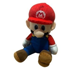 Mario Jumbo Plush 22” Tall Large Red Blue Stuffed Animal Doll Nintendo